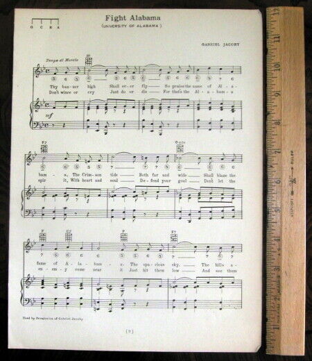 UNIVERSITY OF ALABAMA Vintage Song c 1929 