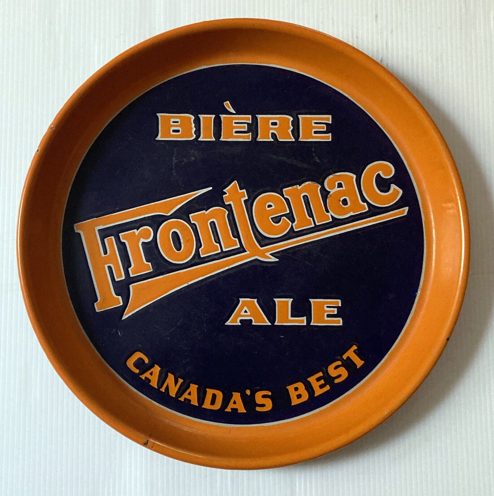 FRONTENAC Beer antique enameled metal serving tray Dow Canada