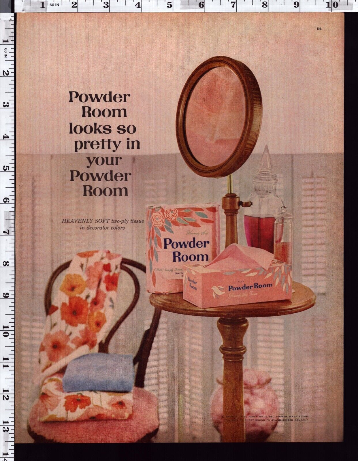 1962 Vintage Print Ad Heavenly Soft Powder Room tissue