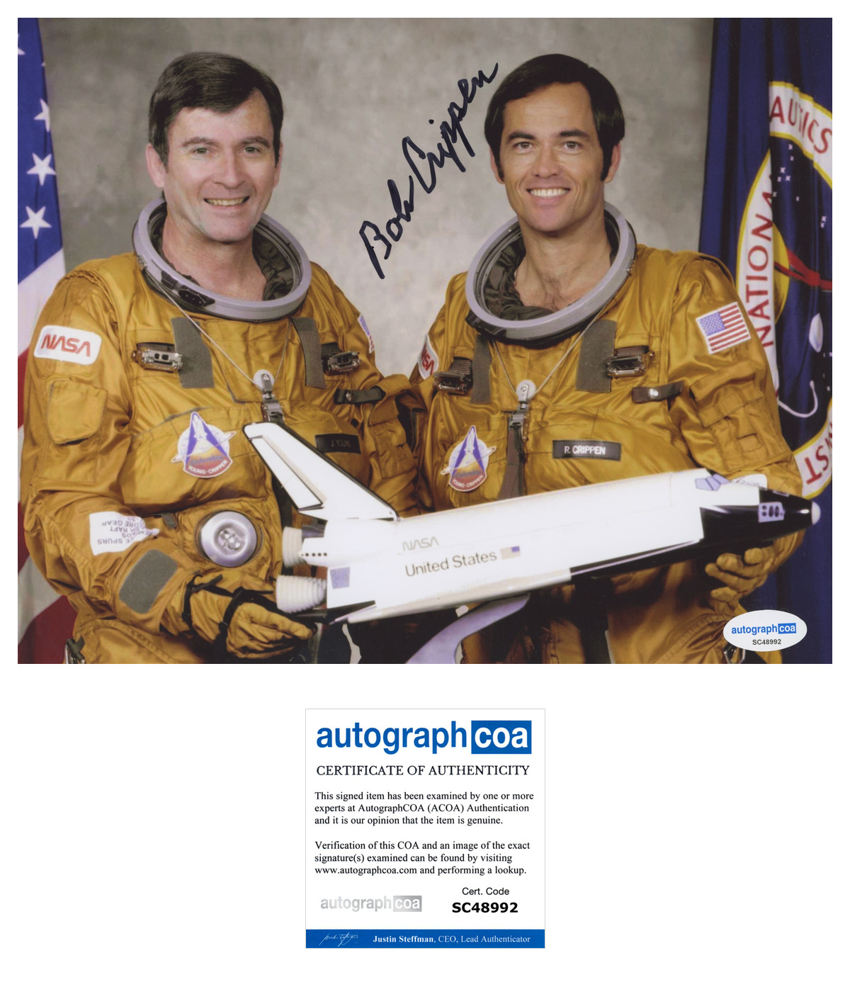 ROBERT BOB CRIPPEN NASA PILOT ASTRONAUT SIGNED 8x10 PHOTO STS AUTOGRAPH ACOA #3