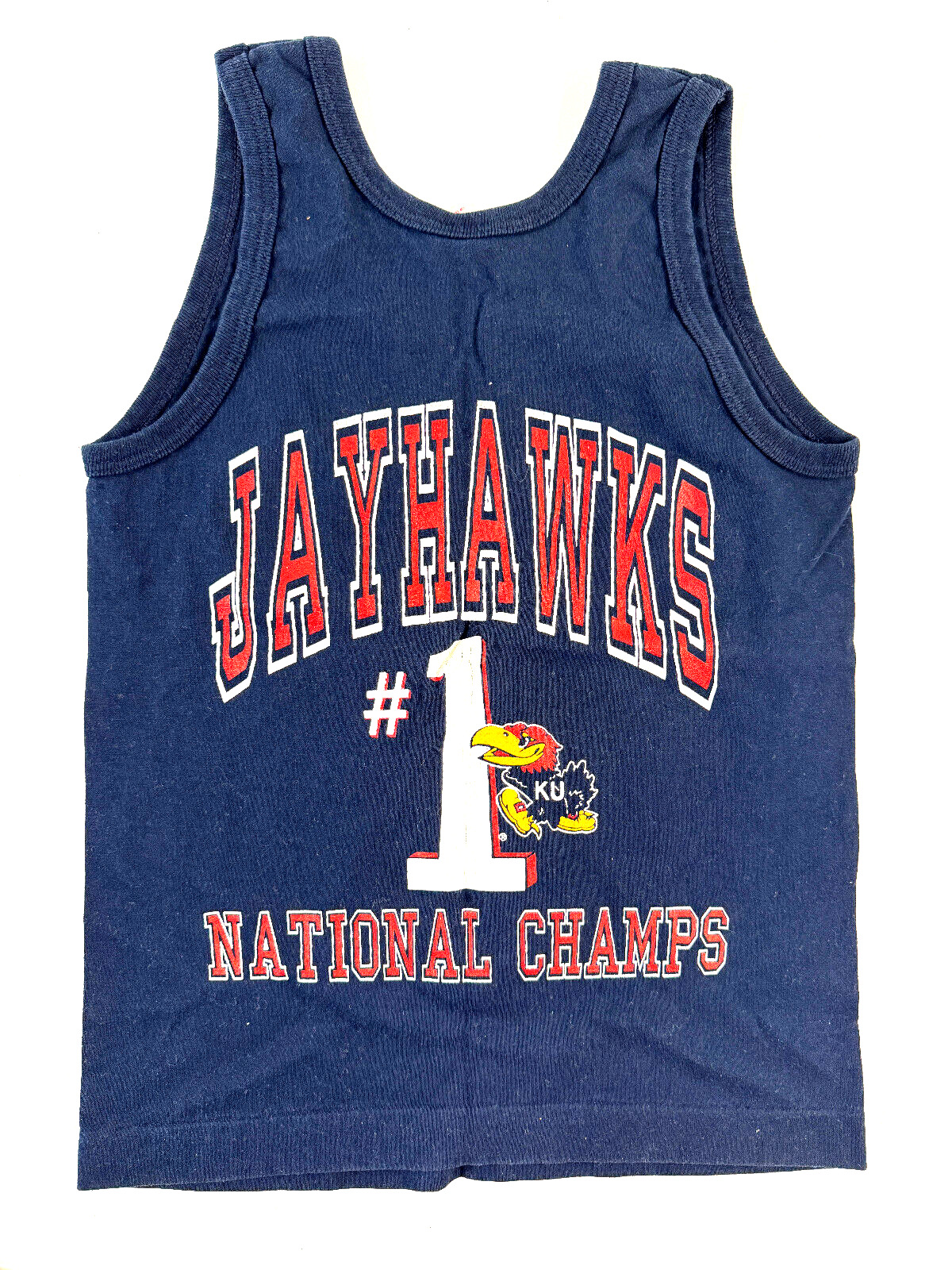 vtg KU University of Kansas Jayhawk T-Shirt 1987 1988 National Champs CHILD Sz S