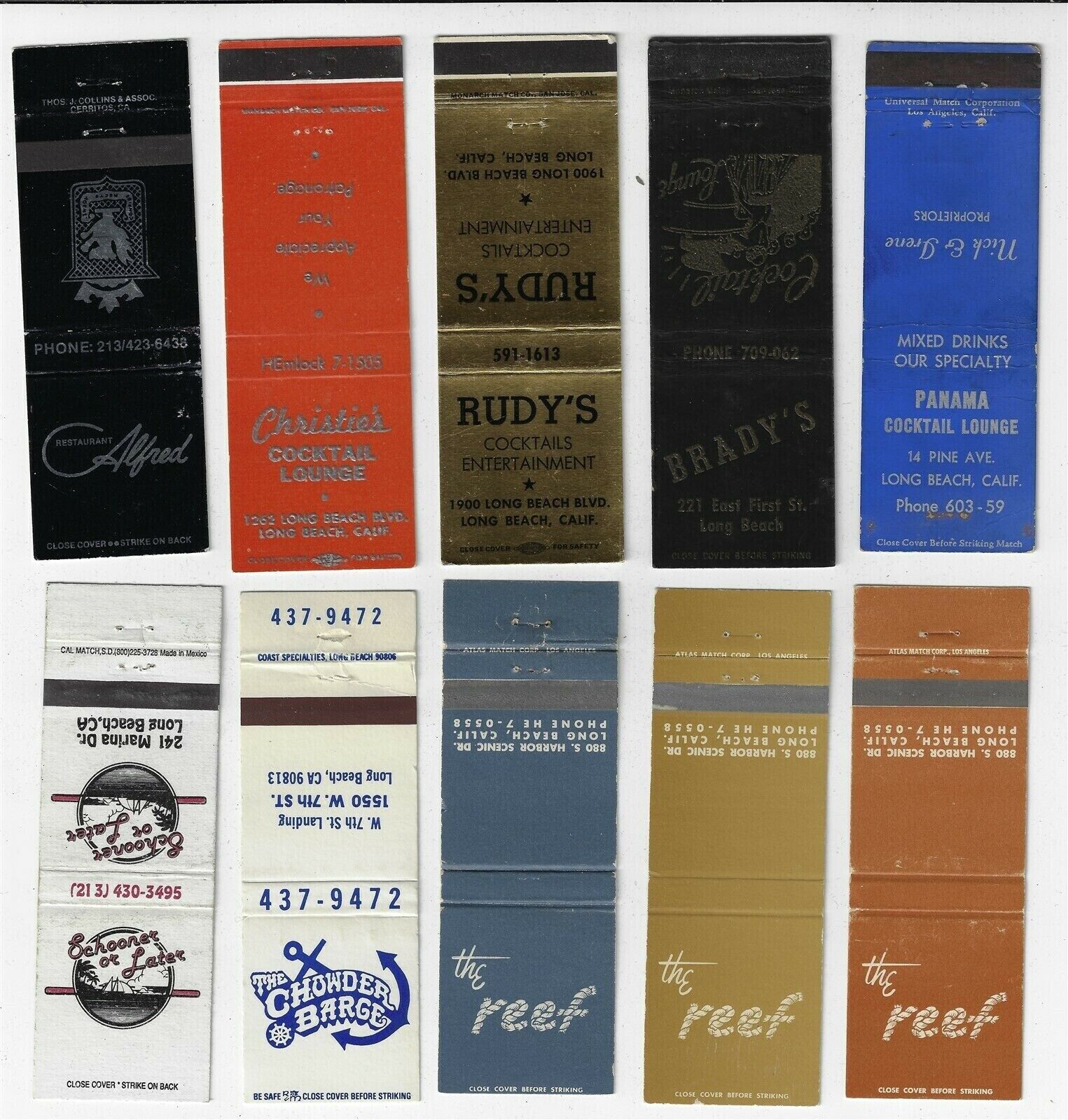 Lot of 10 First Cut RS & FS Matchbook Cover Bars & Lounges