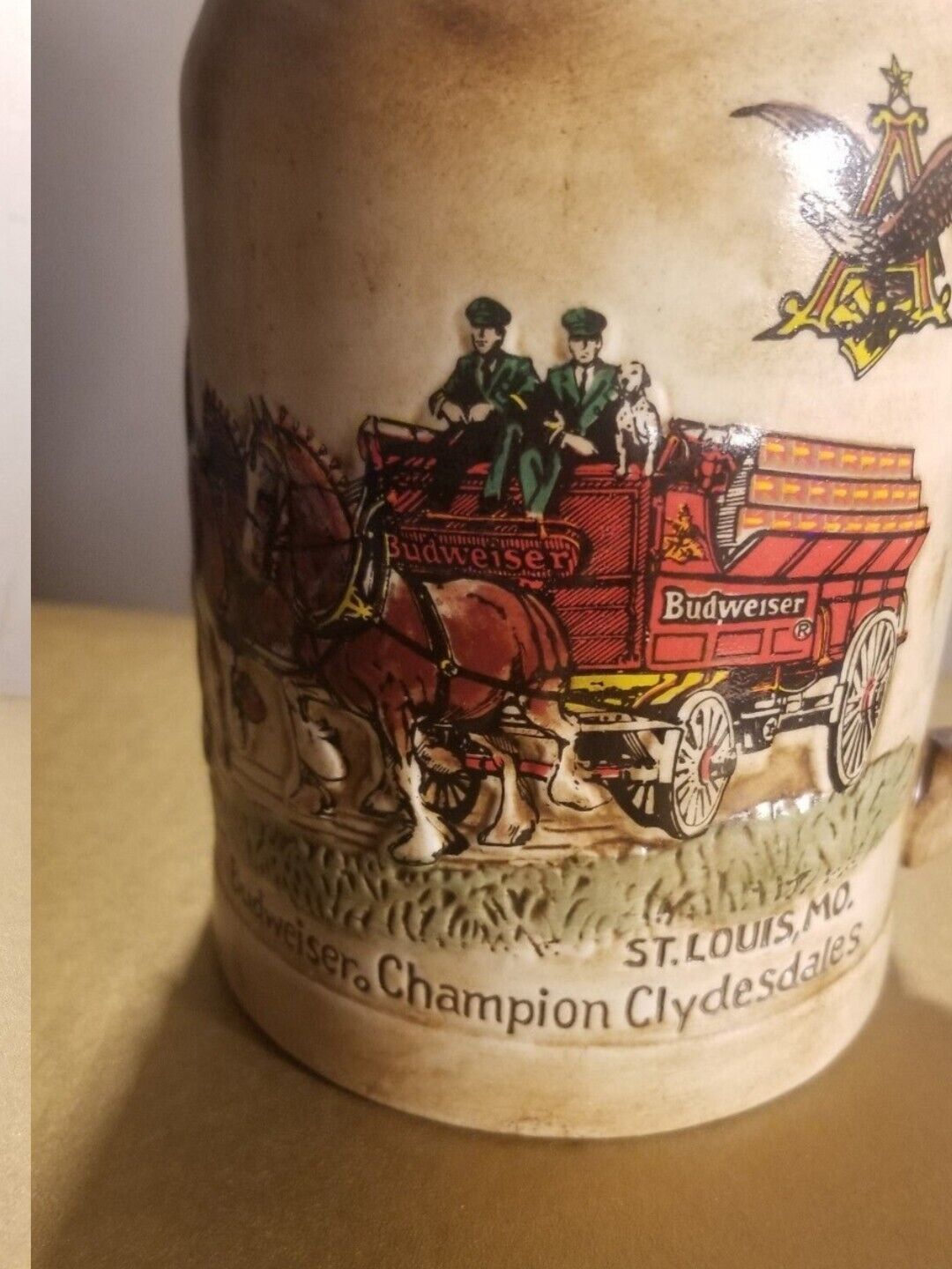 Budweiser Holiday Stein First In Series 1980 8 Horse Team And Wagon