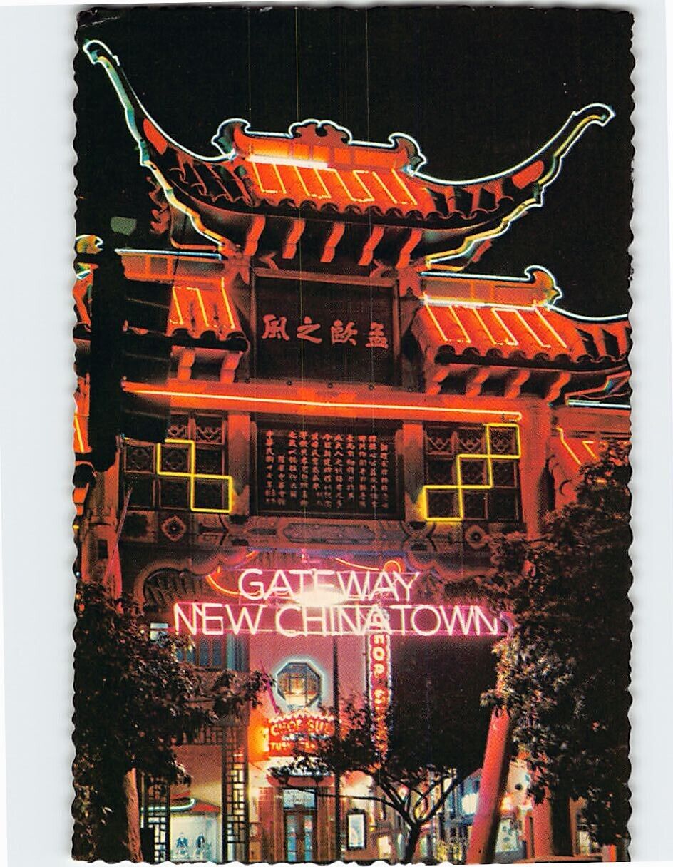 Postcard Chinatown At Night Los Angeles California USA