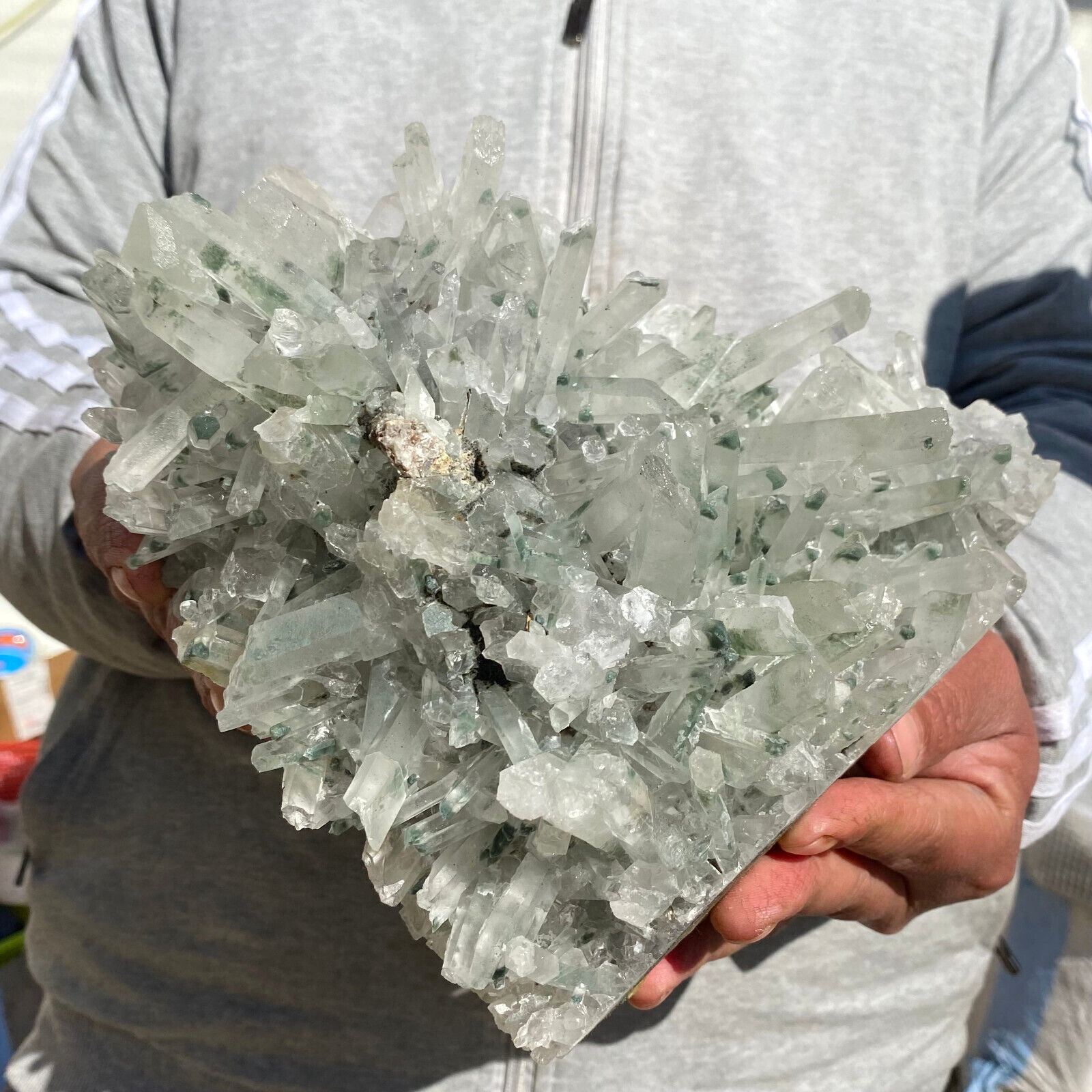 4770g Large Natural Green Crystal Cluster Garnet Chlorite Rough Mineral Specimen
