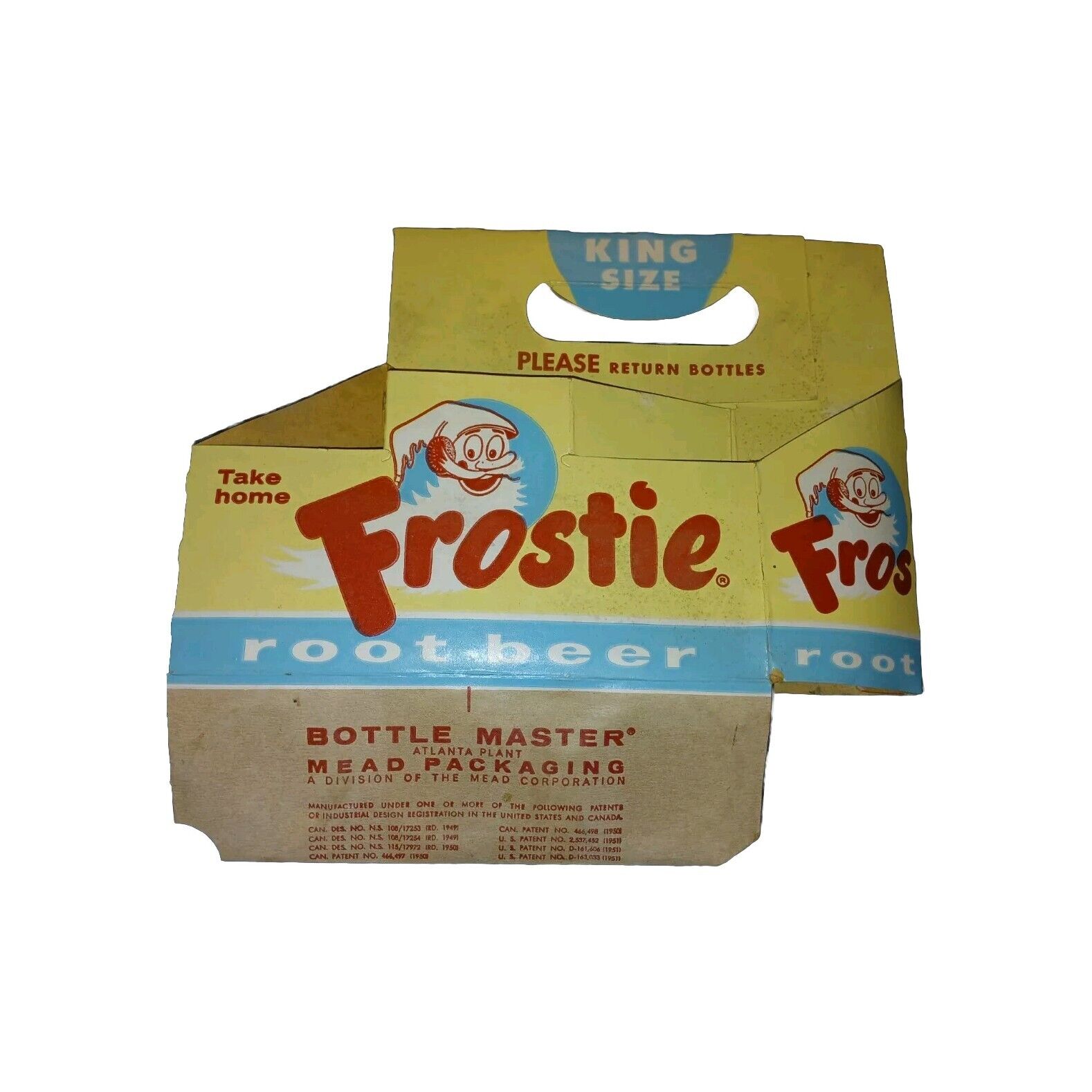 VINTAGE Frostie King Size 6 Pk Carrier~Ivory/Sky Blue~FREE SHIPPING 