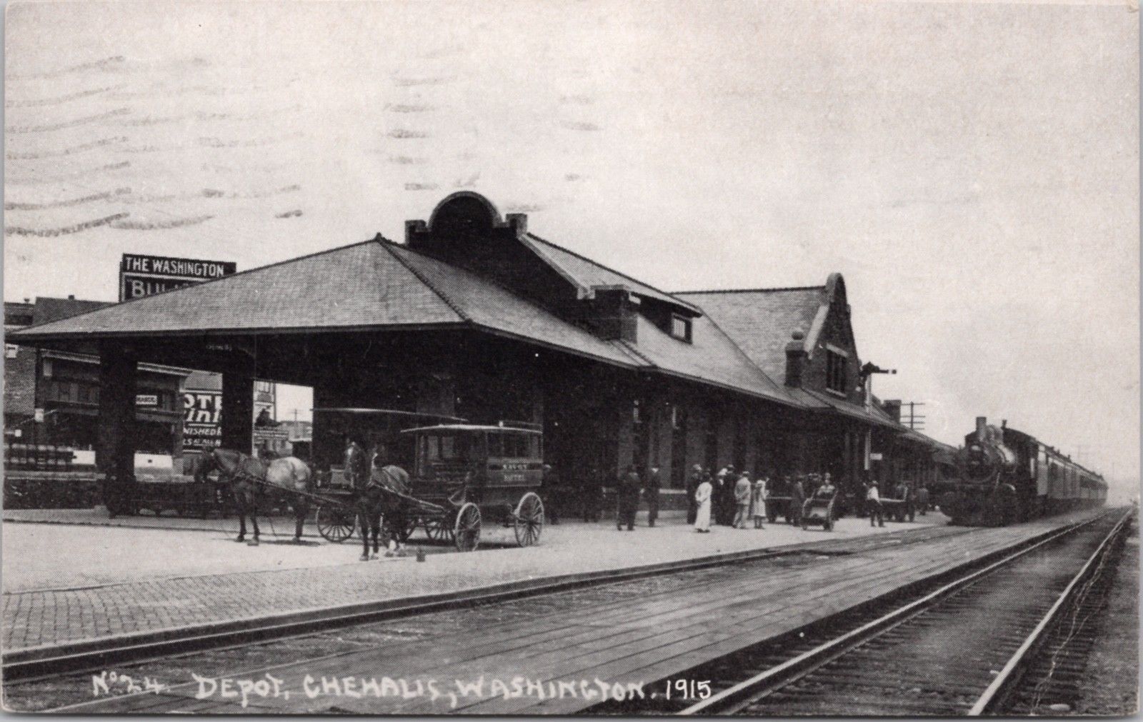 No. 24 Depot Chehalis WA Train Lewis County Historical Society Postcard D37