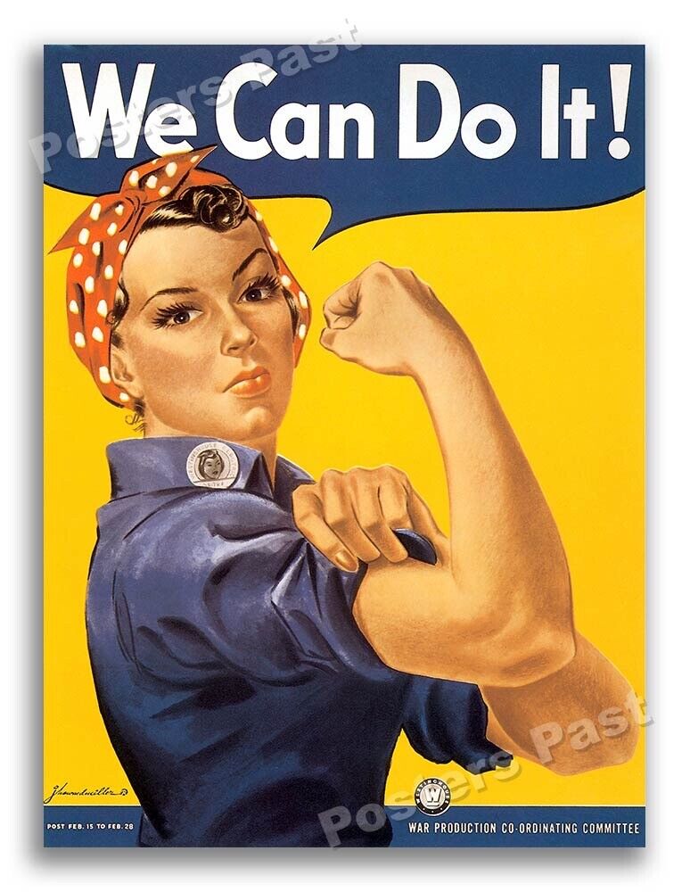 “We Can Do It” Rosie the Riveter Vintage Style 1943 World War 2 Poster - 18x24
