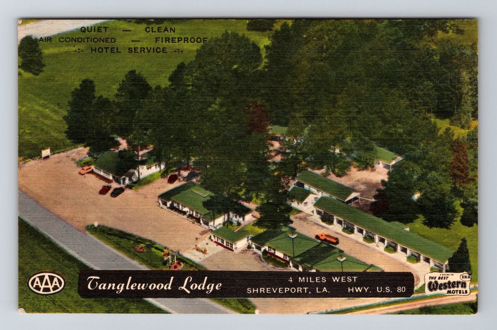 Shreveport LA-Louisiana, Tanglewood Lodge, Antique Vintage Souvenir Postcard
