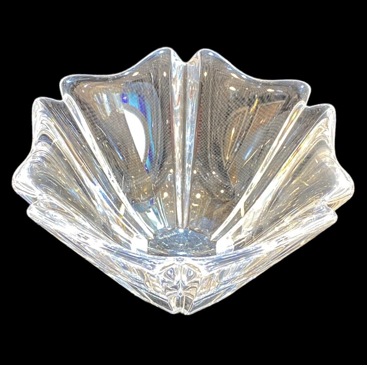ORREFORS Swedish Crystal Fliral “ORION” Candy Bowl Designed By Lars Hellsten