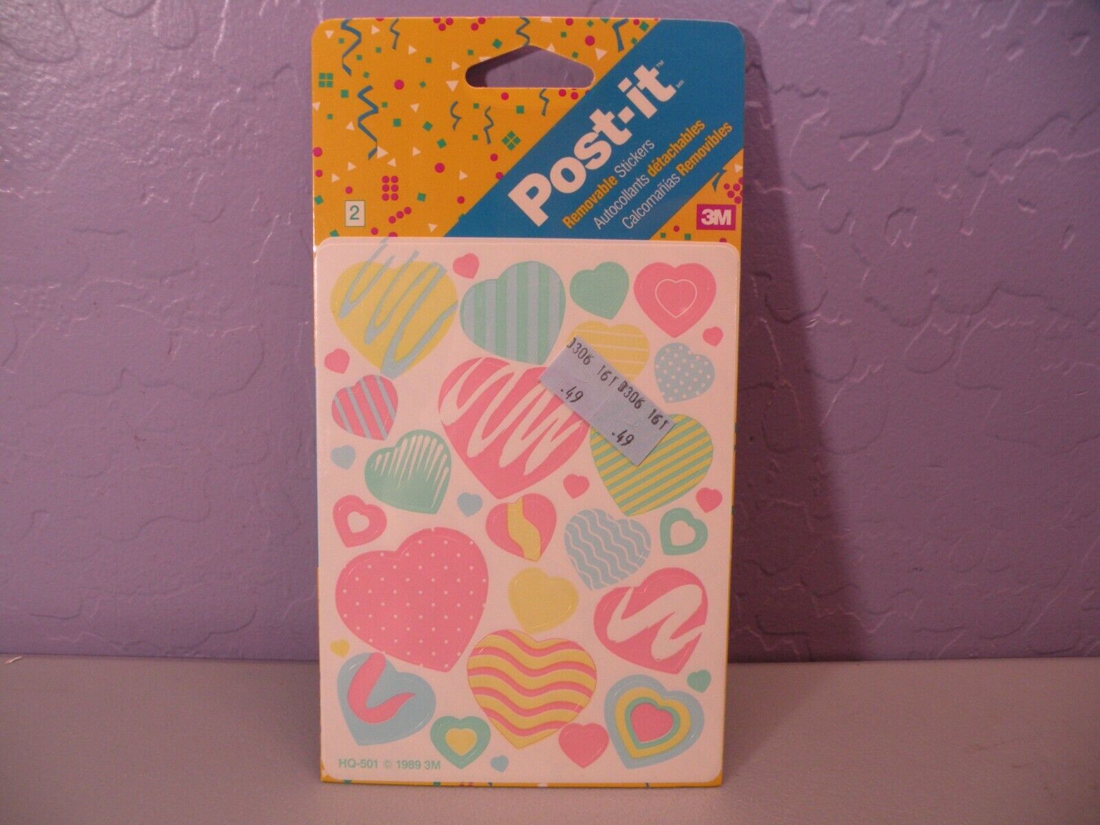 1989 VTG POST IT 3M Removable Heart STICKERS 2 Sheets new sealed Made In USA