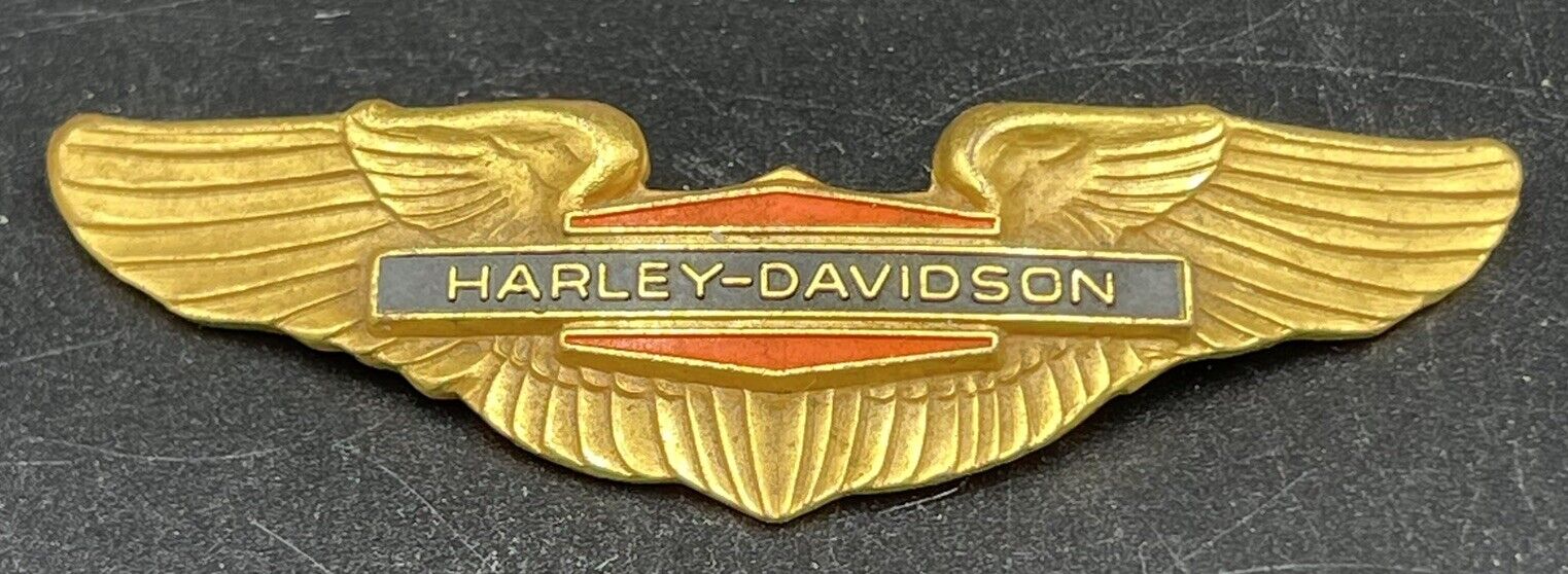 Vintage 1950”s 60”s Logo Harley Davidson  Hat Pin HD Wings Bar &  Shield 3”