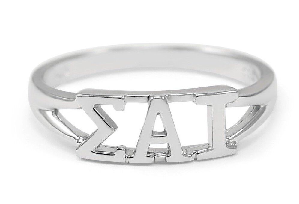 Sigma Alpha Iota Sterling Silver Ring with Greek Cut out Letters | New**