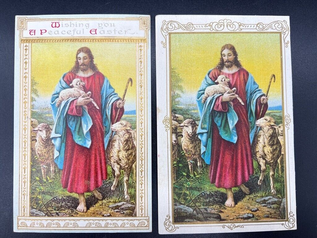 2 Antique Vintage Victorian Easter Postcards 1908 Berger Publishing New York