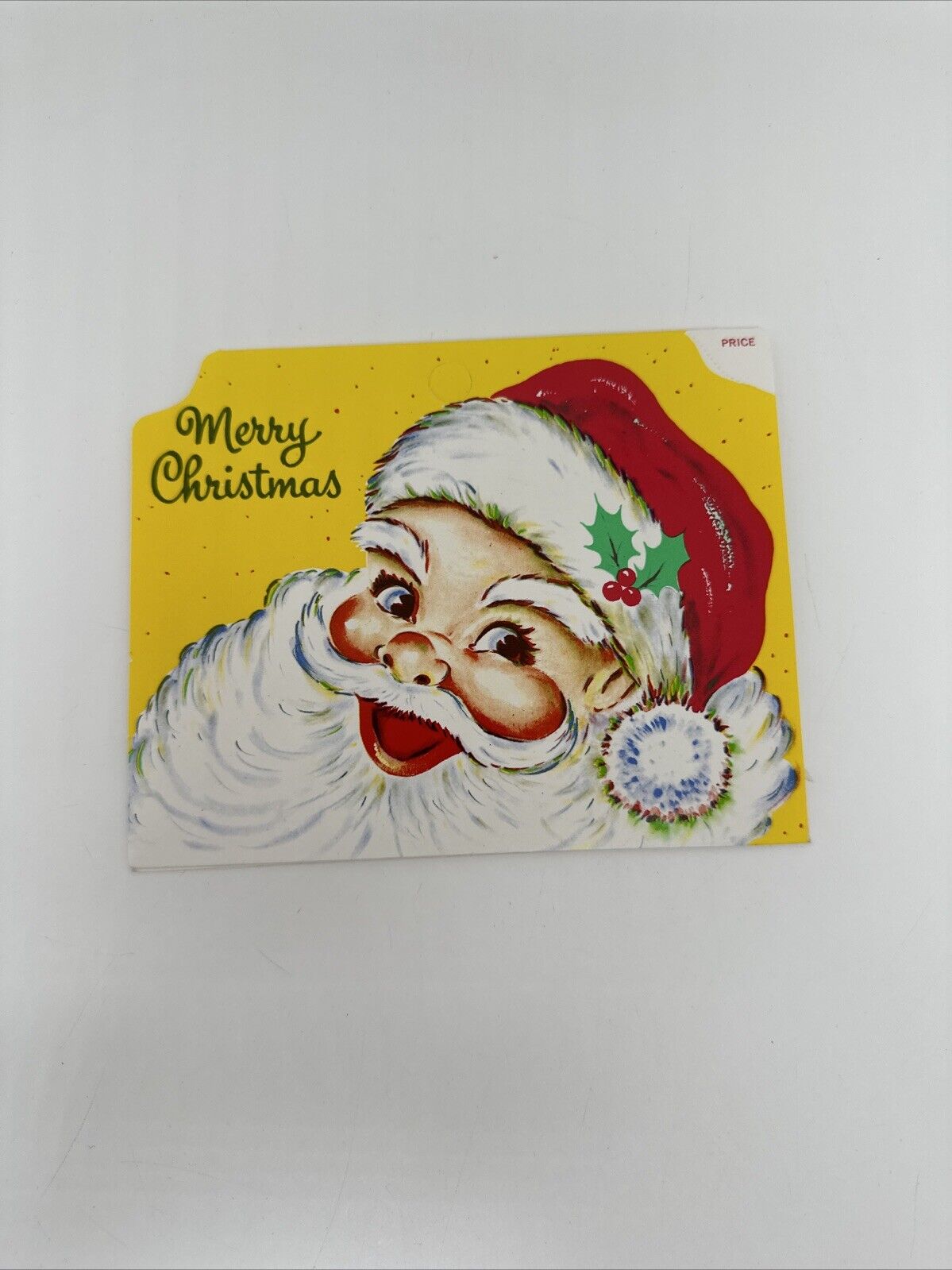Vtg SANTA Merry Christmas Unused Package Toy Cardboard Label Old Store Stock…3