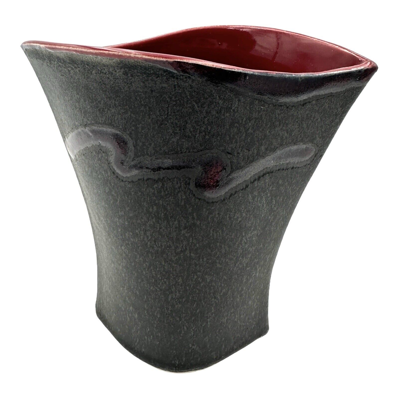 Vintage Hoffman Stoneware Studio Art Vase Pottery Glazed Signed