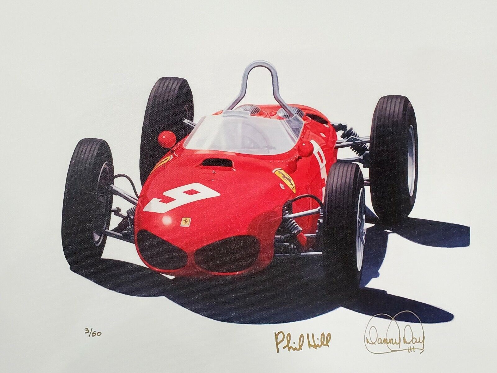 Ferrari 156 Sharknose Autographed Giclee by Phil Hill & Danny Day