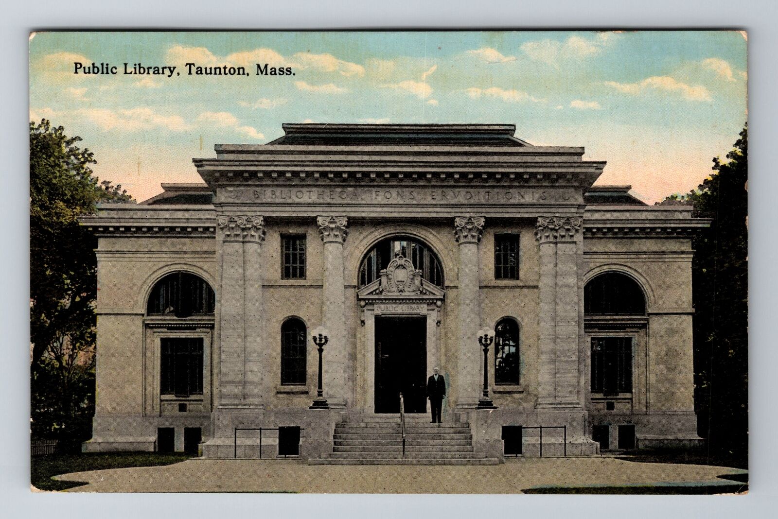 Taunton, MA-Massachusetts, Public Library Antique c1914, Vintage Postcard