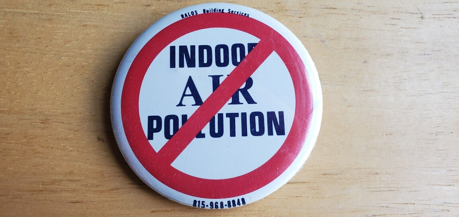 No Indoor Air Pollution Pin Ralos Building Services Red Circle w Slash Through