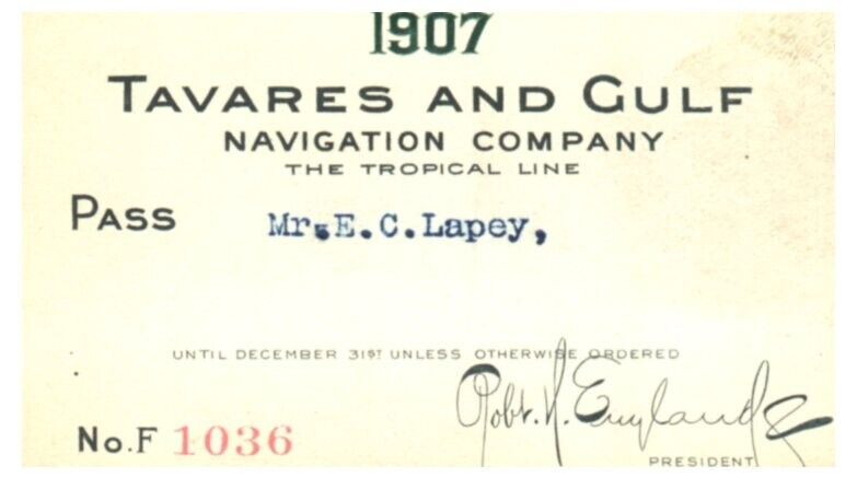 PASS Tavares & Gulf Navigation Co. The Tropical Line  1907  E.C.  Lapey