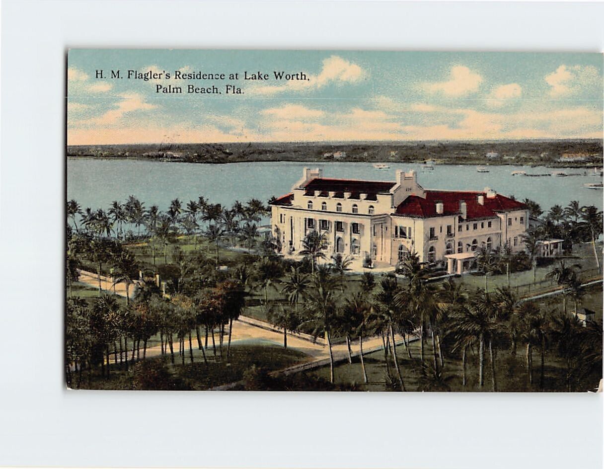 Postcard HM Flagler's Residence at Lake Worth Palm Beach Florida USA