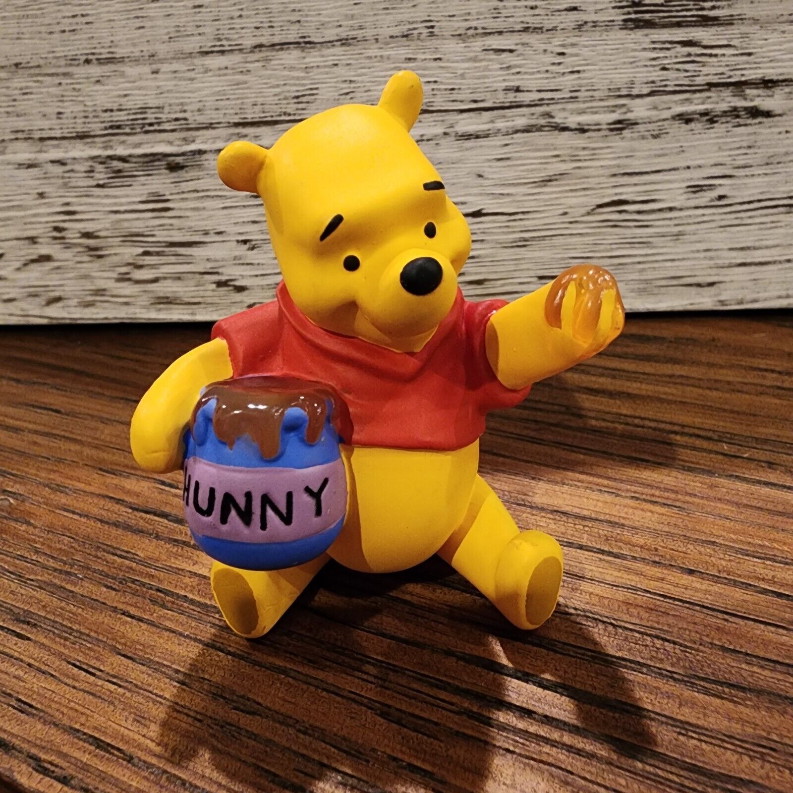 Vintage Walt Disney Winnie the Pooh with Honey Pot Sitting 2.5” Cake Topper