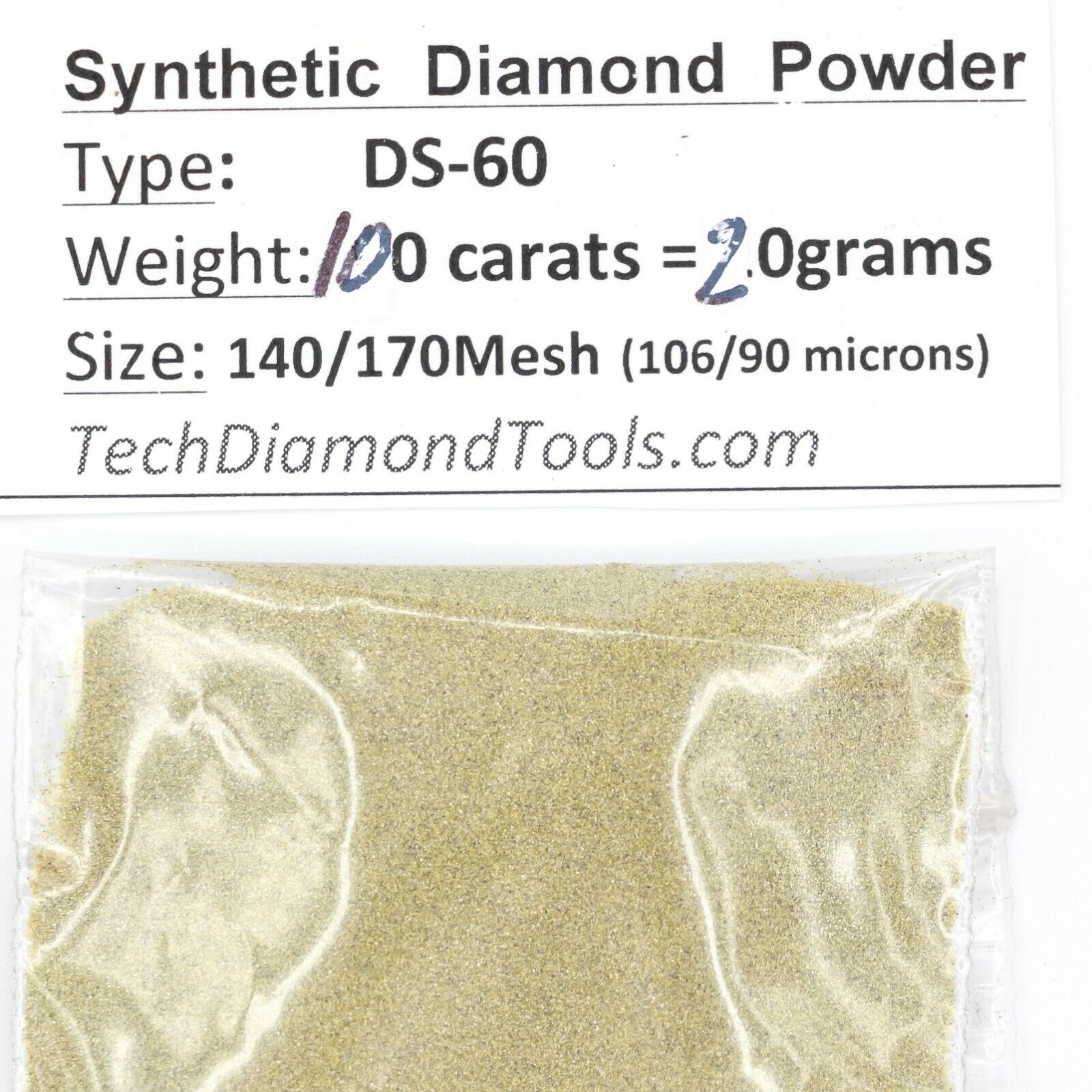 Diamond Powder Grinding 140/170 Mesh ( 140 Grit ), Weight = 100 Carats = 20 Gram