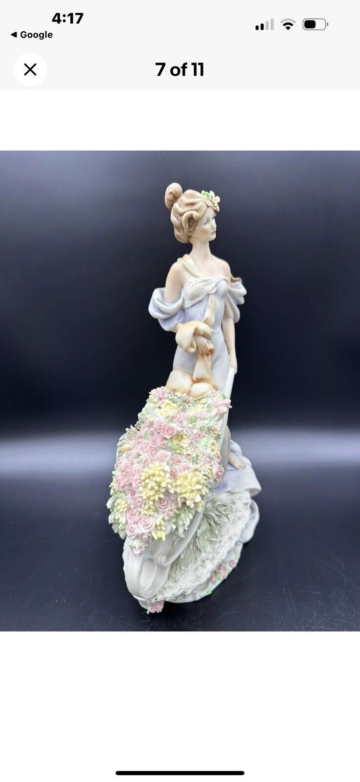 Giuseppe Armani Lady with Flower cart Figurine Statue 1985