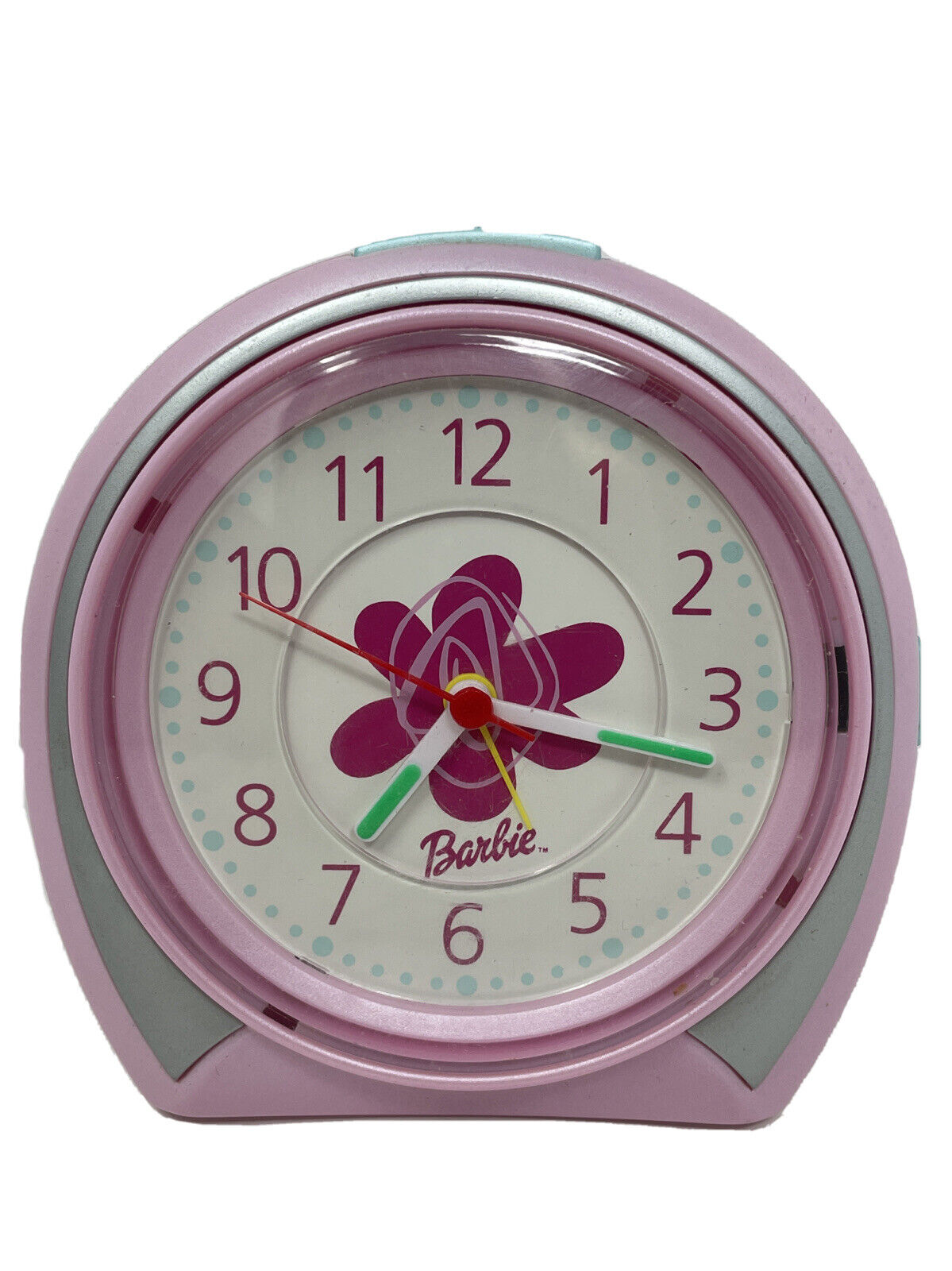 Barbie Analog Alarm Clock Backlit Clock Face Glow In The Dark  2003