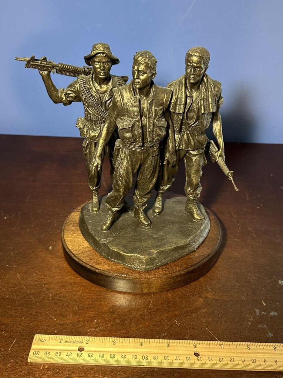Official Three Servicemen Frederick E. Hart Franklin Mint 1988 Bronze Sculpture