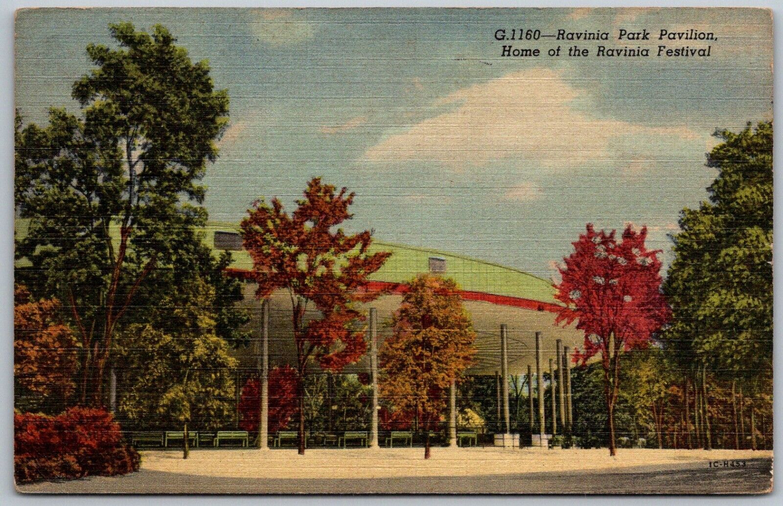Deerfield Illinois 1958 Postcard Ravinia Park Pavilion Festival