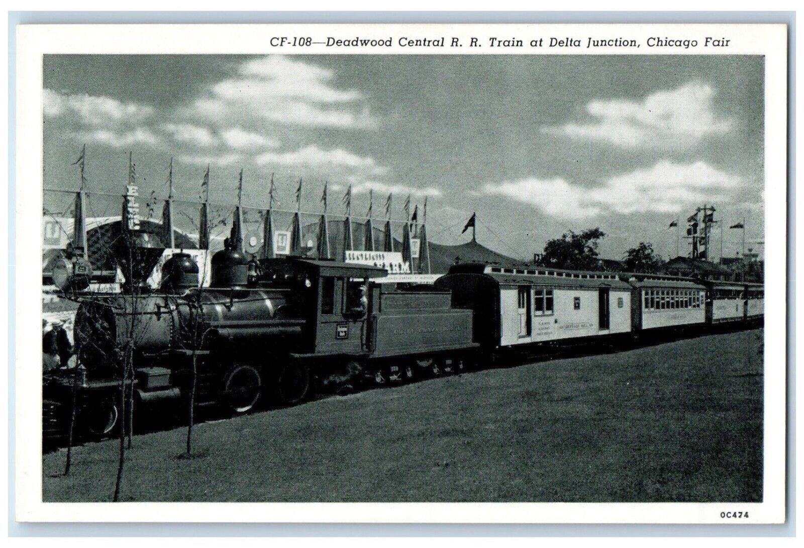 c1920 Deadwood Central RR Charcoal Train Delta Junction Chicago Fair IL Postcard