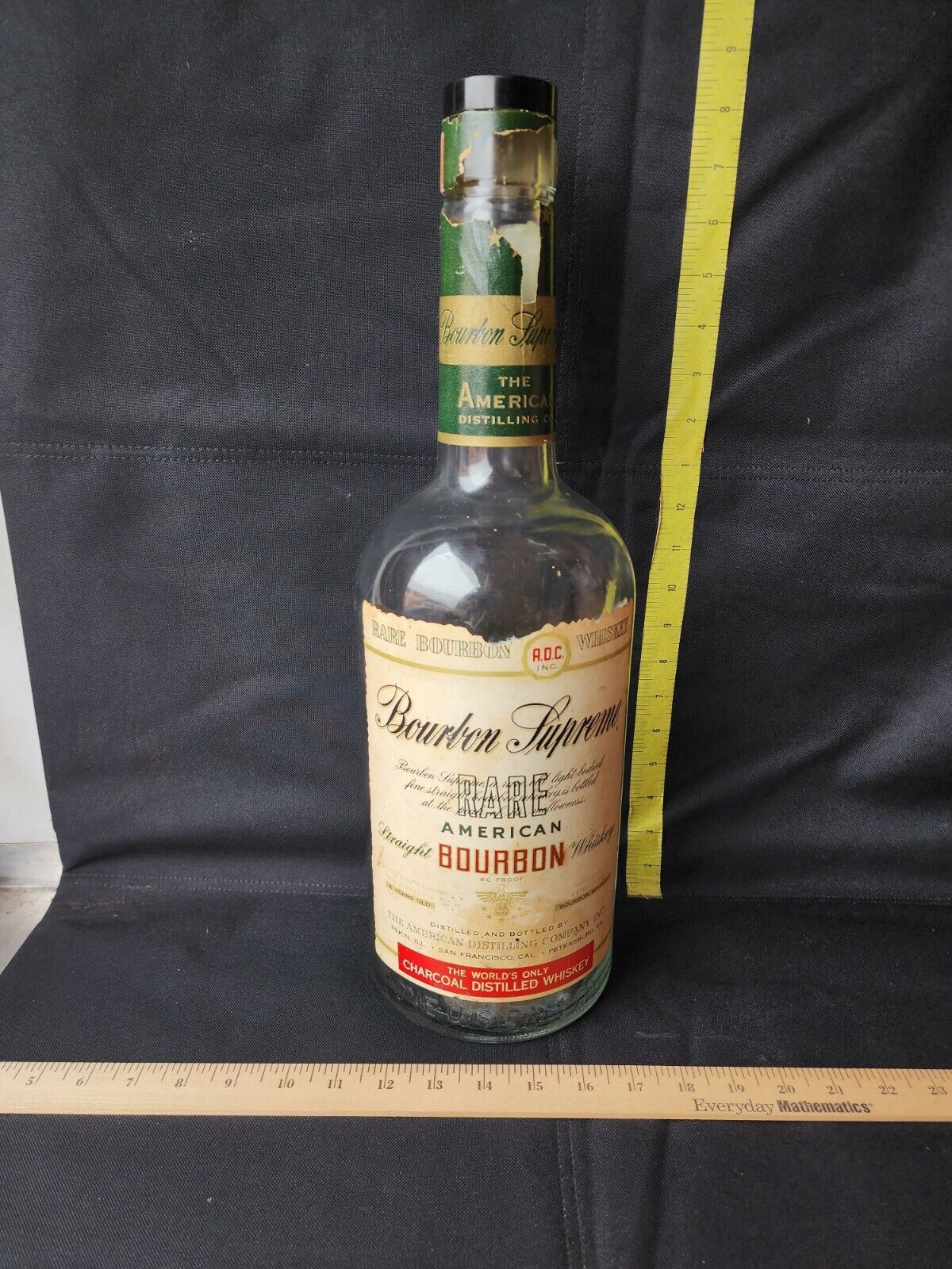 Rare 70s Bourbon Supreme 1 Gal 19in Tall Empty Bottle OG Label