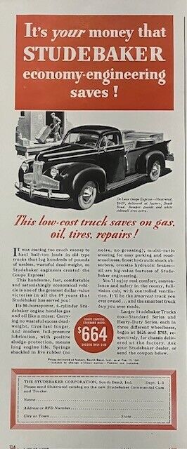 Rare 1941 Original Vintage Studebaker Truck Automobile Engine Advertisement Ad