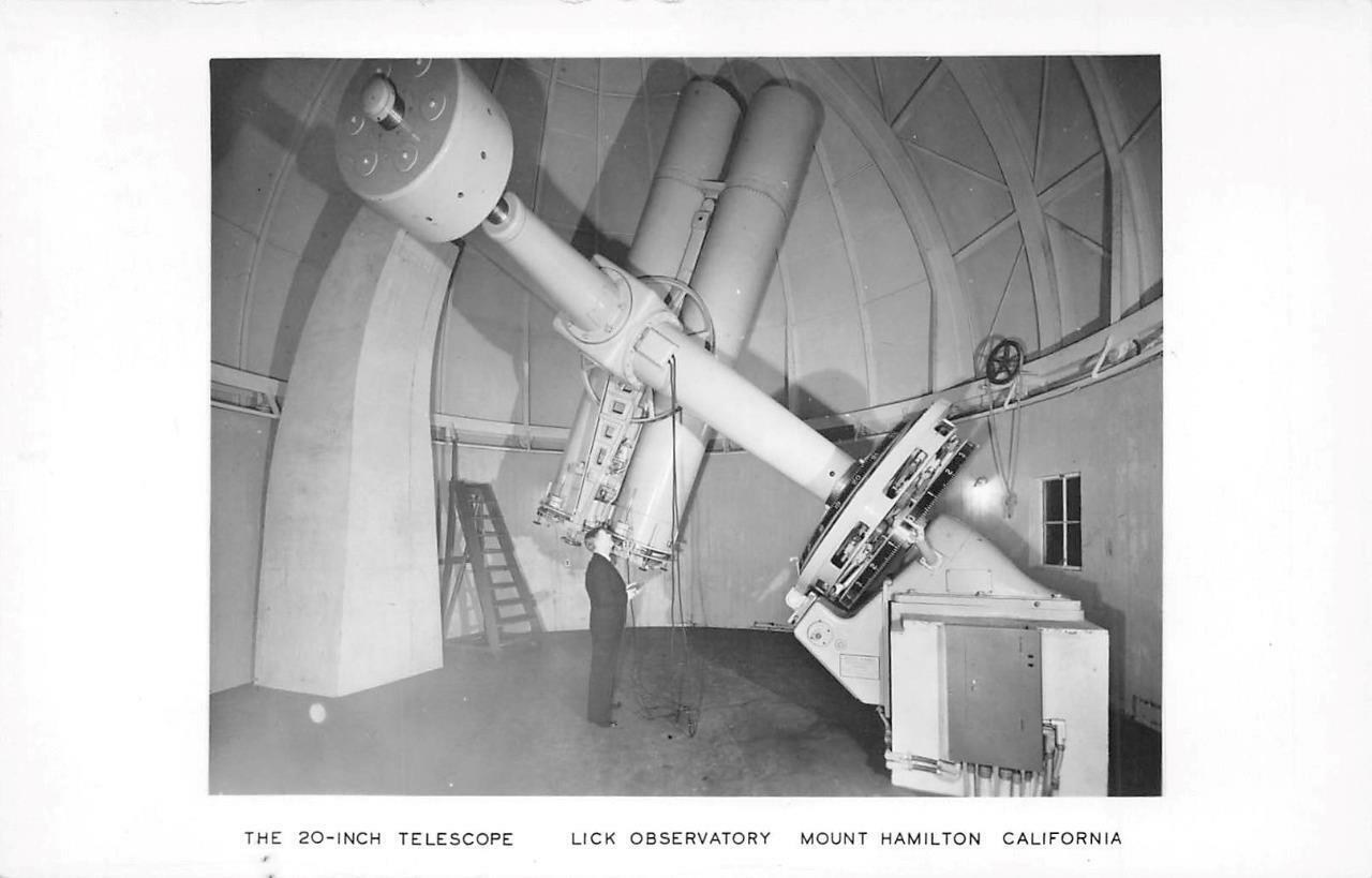 RPPC 20-Inch Telescope LICK OBSERVATORY Mount Hamilton c1940s Vintage Postcard