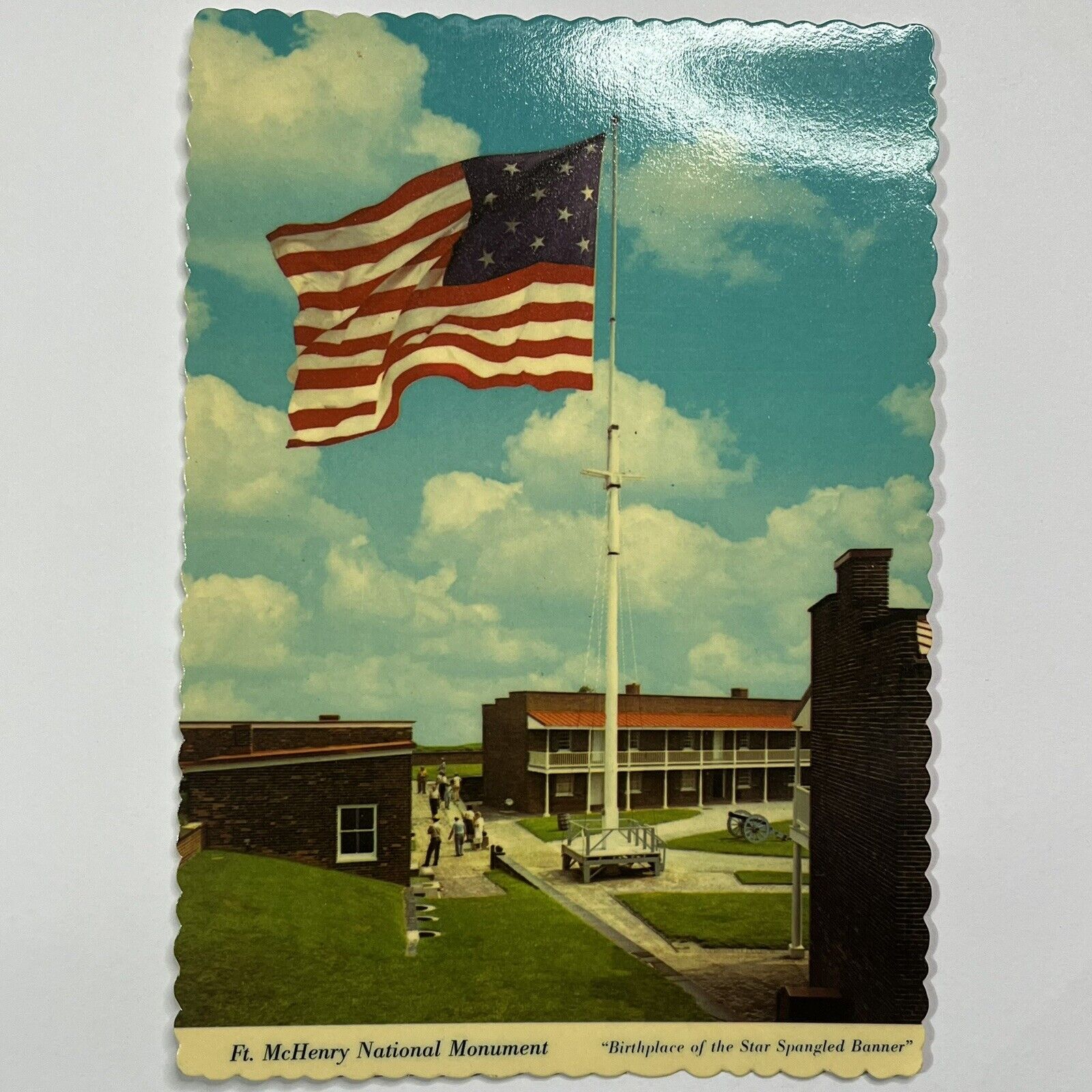 Vintage Postcard 1982 Ft McHenry National Monument Maryland American Flag Stamp