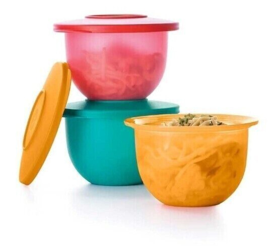 Tupperware Mini Impressions colorful 3-bowl set New