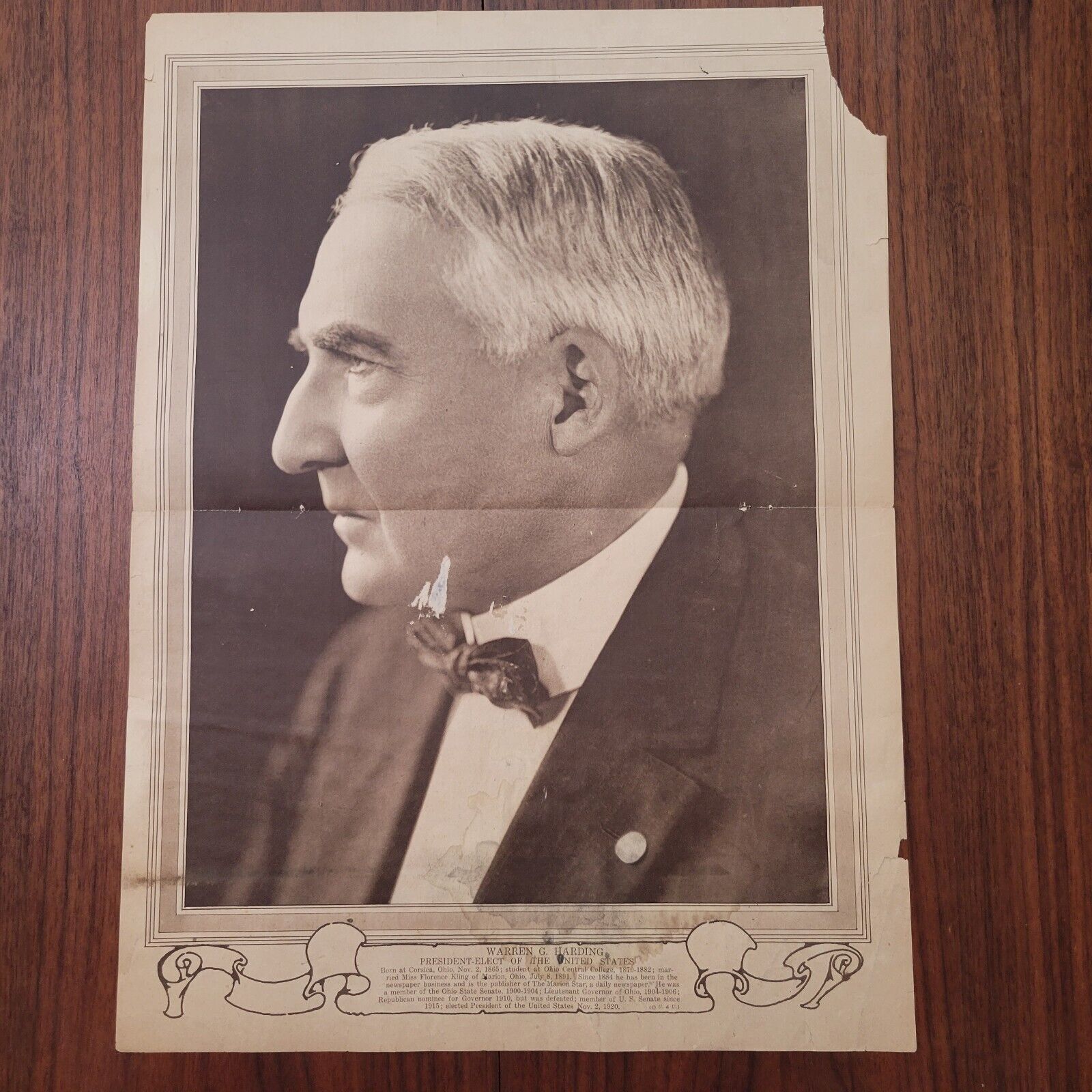 Antique Original 1920 Warren G Harding Mid Week Pictorial Centerfold Poster ...