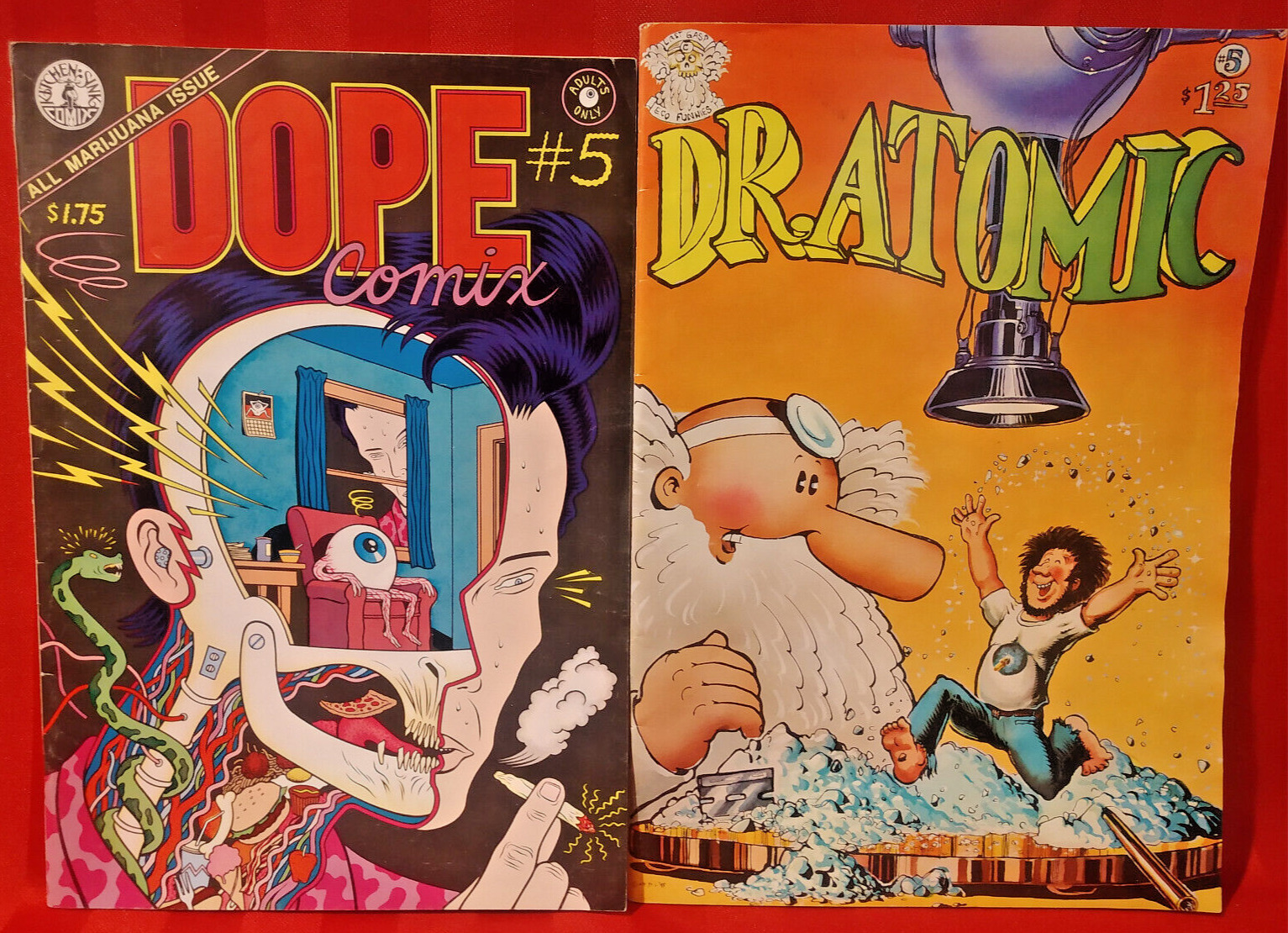 2 RARE/Vintage Indy Comix- Dope #5:All Marijuana Issue (Adult) + Dr. Atomic VG