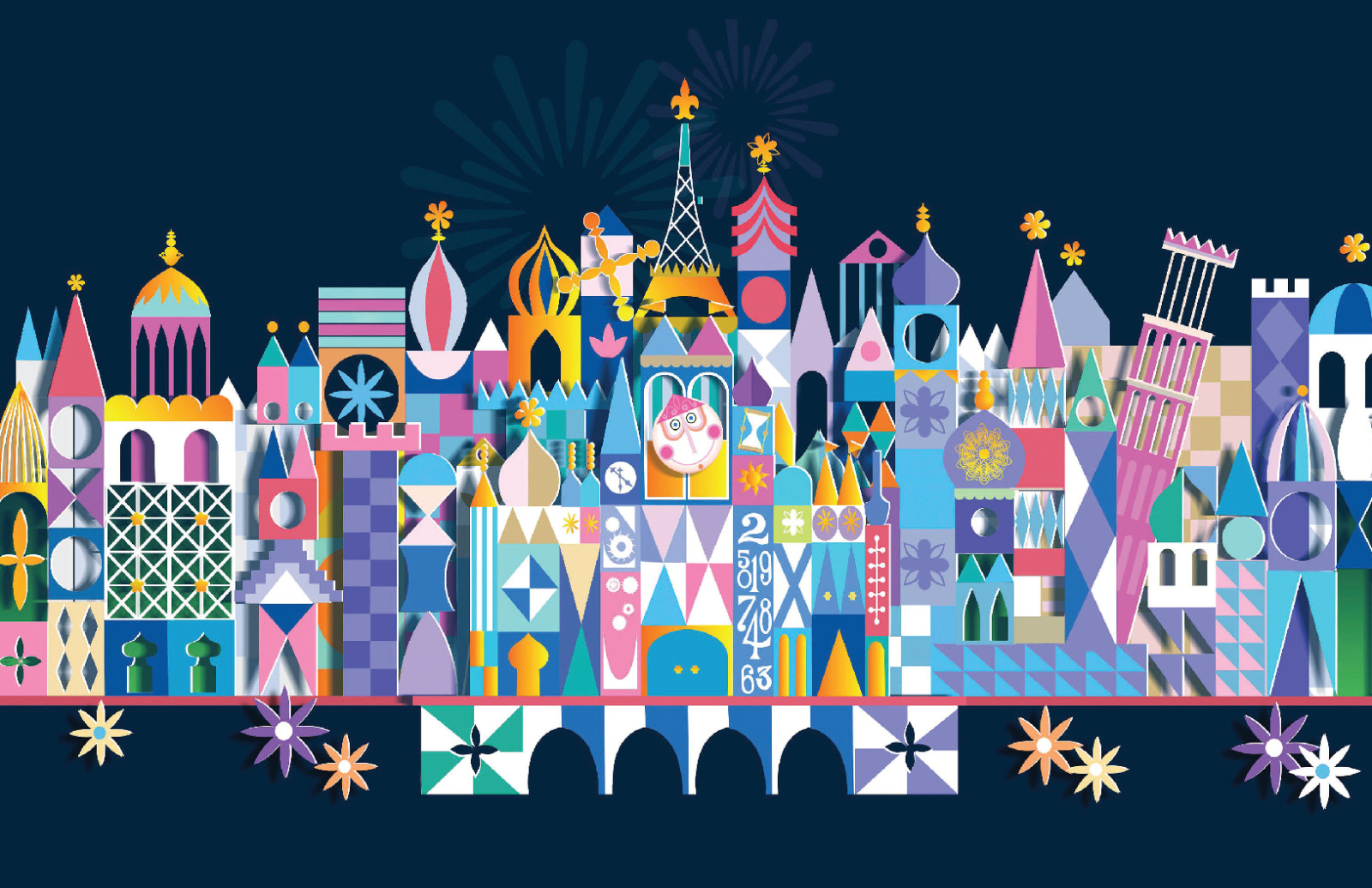 Its a Small World Rolly Crump Disney Ride Attraction 3d Clock Poster
