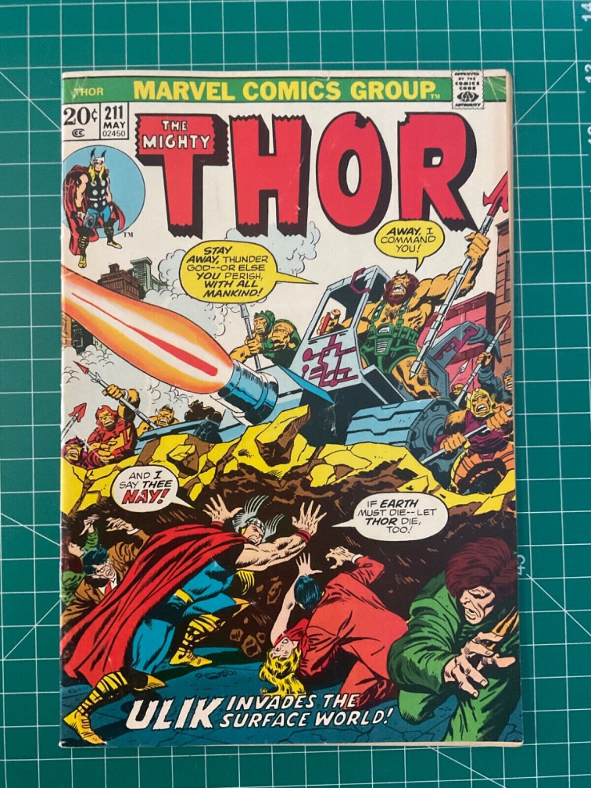 Thor #211 Ulik invades the surface world Marvel 1973