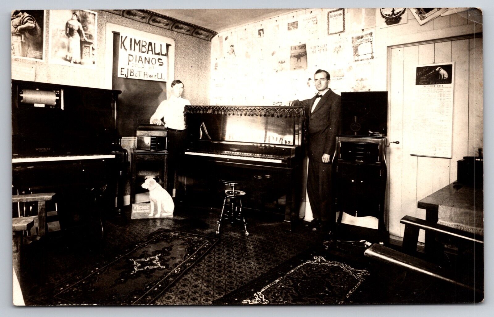 Bothwell Jeweler & Optometrist Kimball Piano Store Enterprise Kansas 1914 RPPC