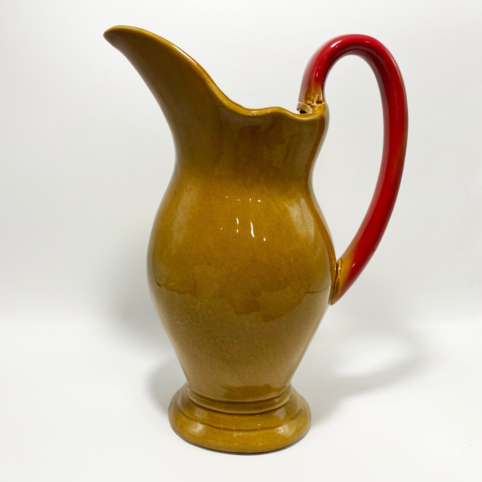 BURTON Tall Pitcher in Golden Yellow Finish with Red Handle - b+B Marking
