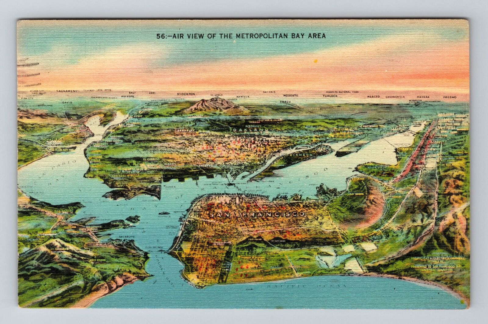 CA-California, Air View the Metropolitan Bay Area, c1944, Vintage Postcard