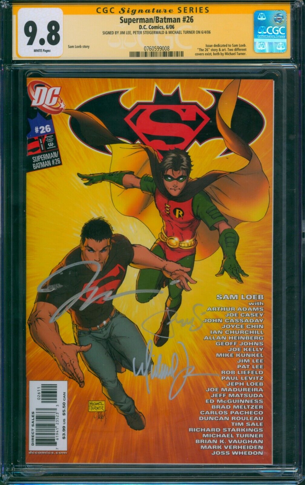Superman / Batman #26 ⭐ 3X SIGNED by JIM LEE & MORE ⭐ CGC 9.8 SS DC Comic 2006