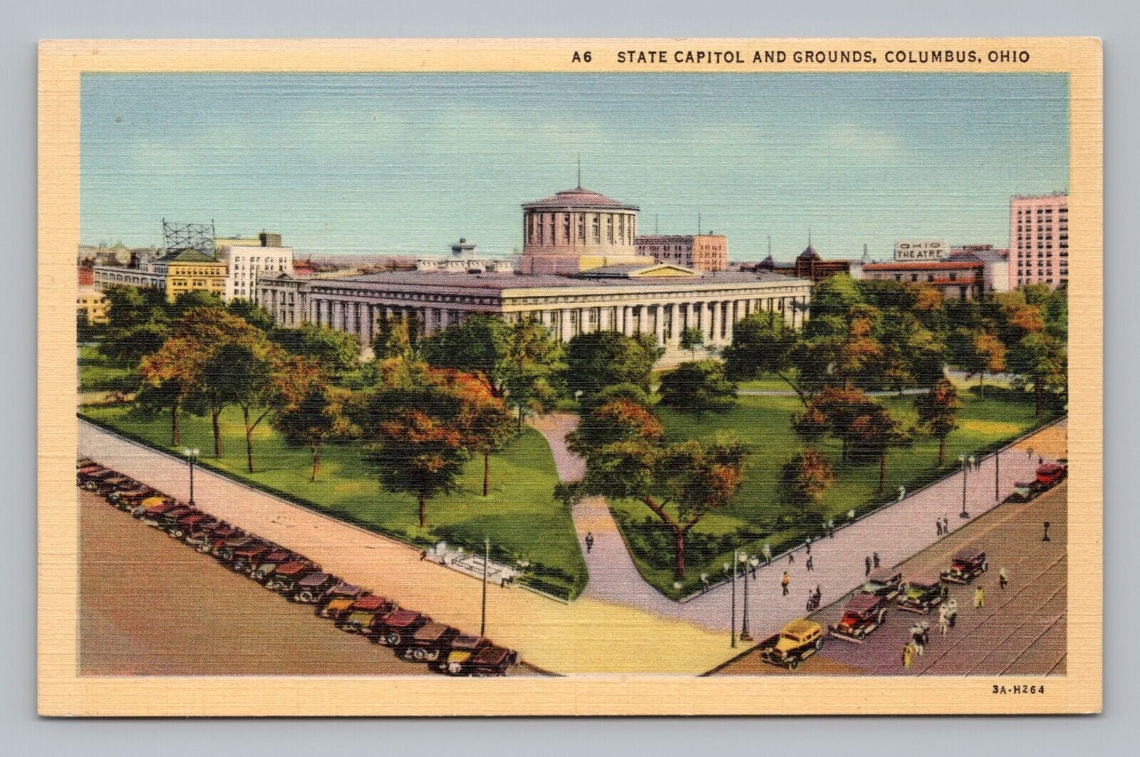 Postcard State Capitol & Grounds Columbus Ohio OH City Streets 214