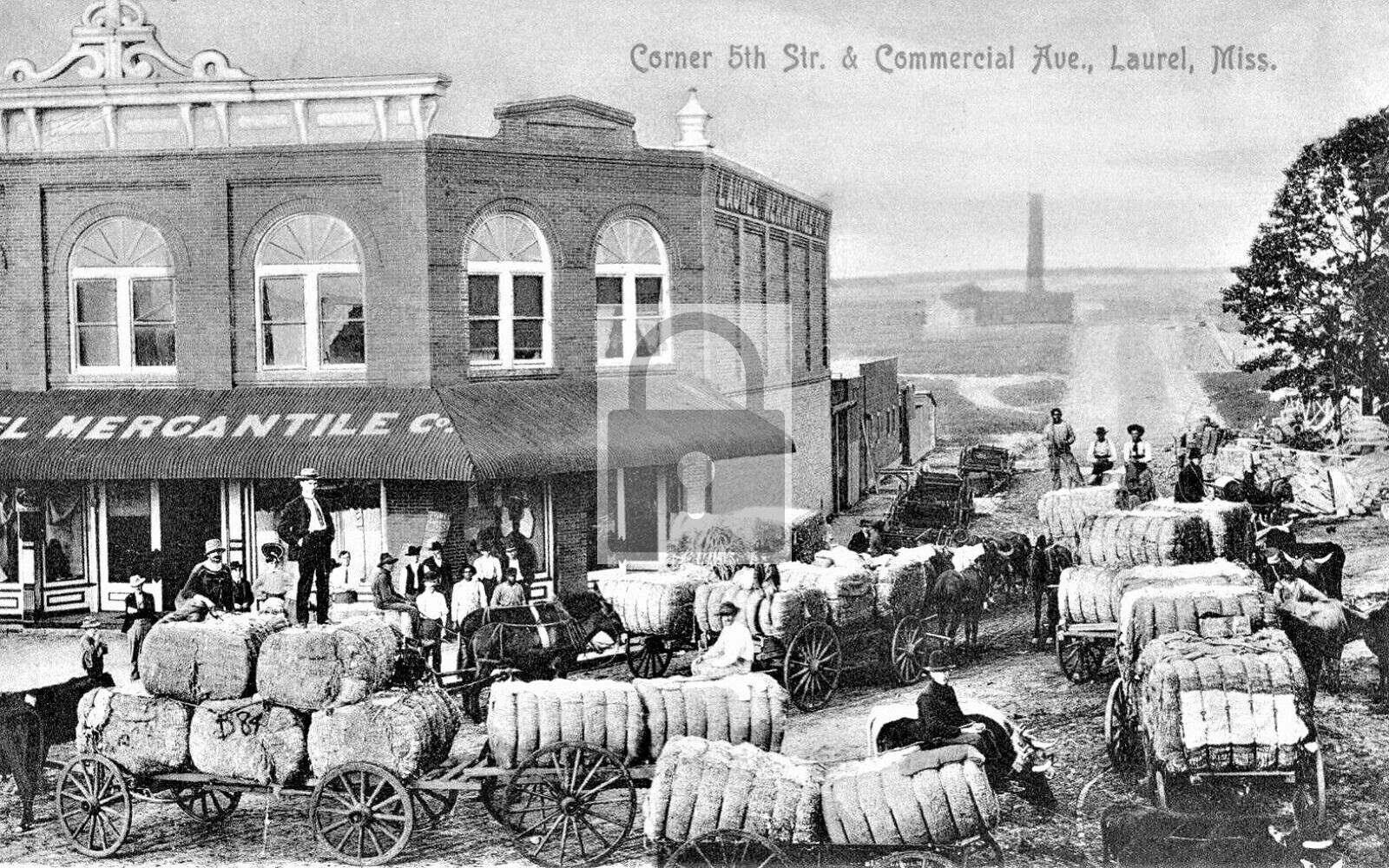 Commercial Avenue Mercantile Laurel Mississippi MS Reprint Postcard