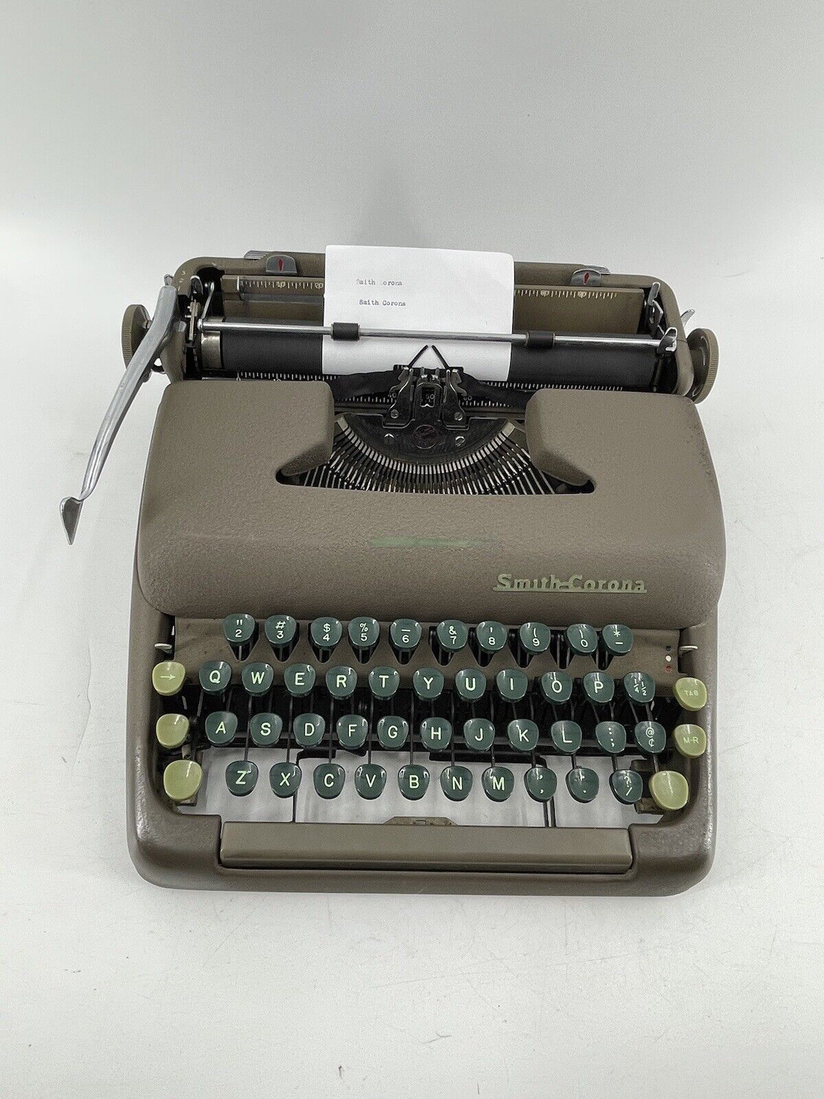 Vintage Smith Corona Sterling Shift Typewriter Green Keys w/ Case Tested Working