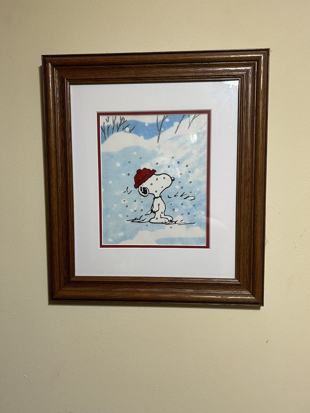 Vintage Snoopy In The Snow Cell  Professionally Matted & Framed