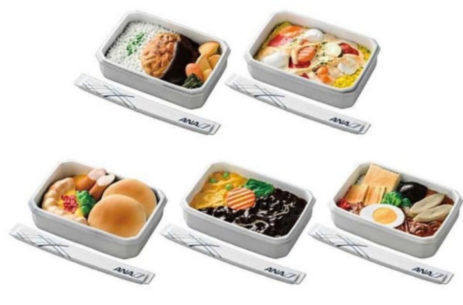 (Capsule toy) TAMA-KYU ANA Economy Class airline meal Figure 1 [all 5 sets]